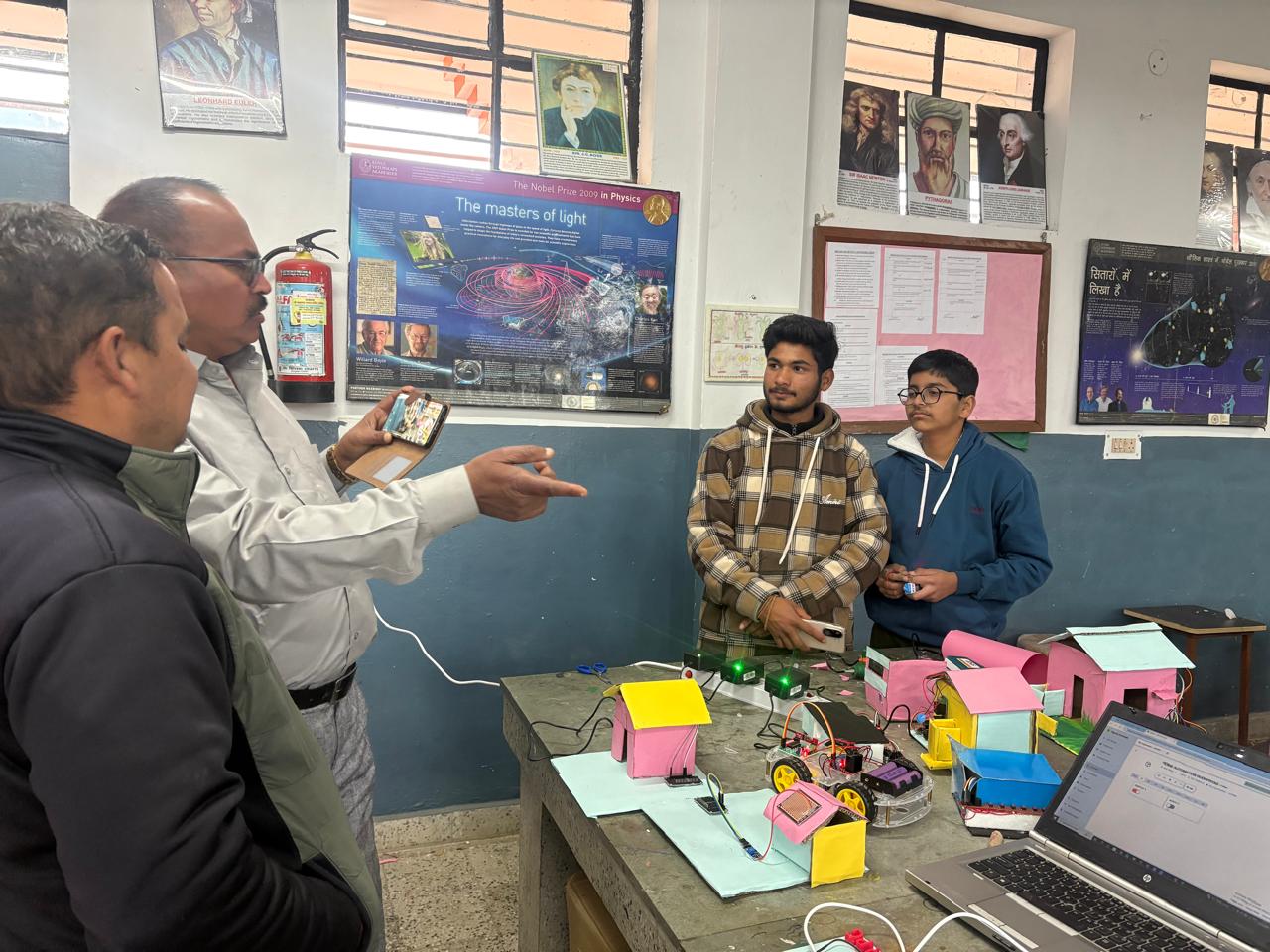 Students at a Relhan Innovation workshop or exhibition