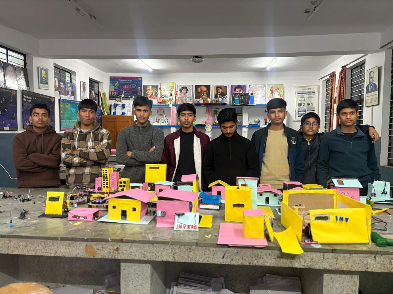 Students at a Relhan Innovation workshop or exhibition
