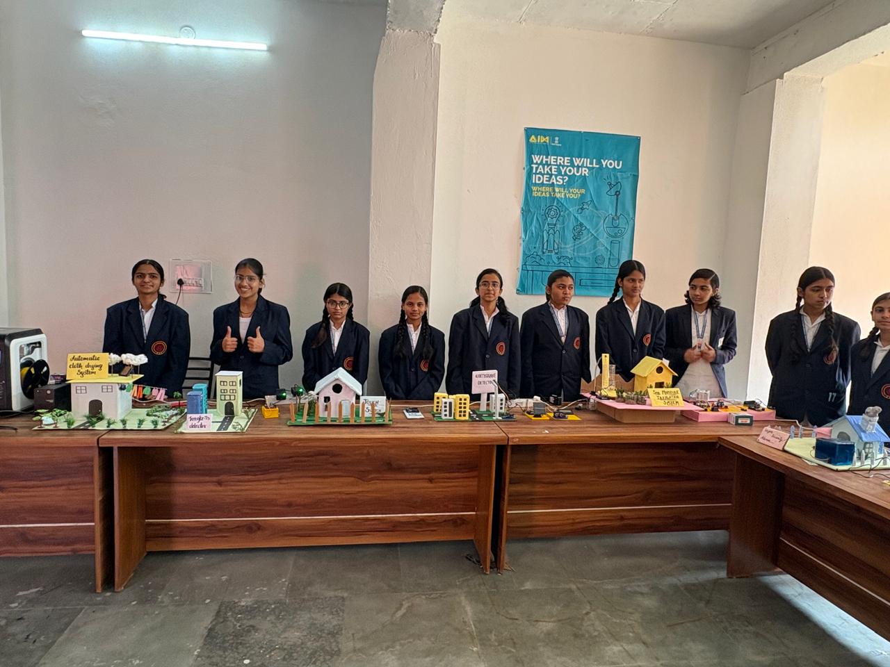 Students at a Relhan Innovation workshop or exhibition