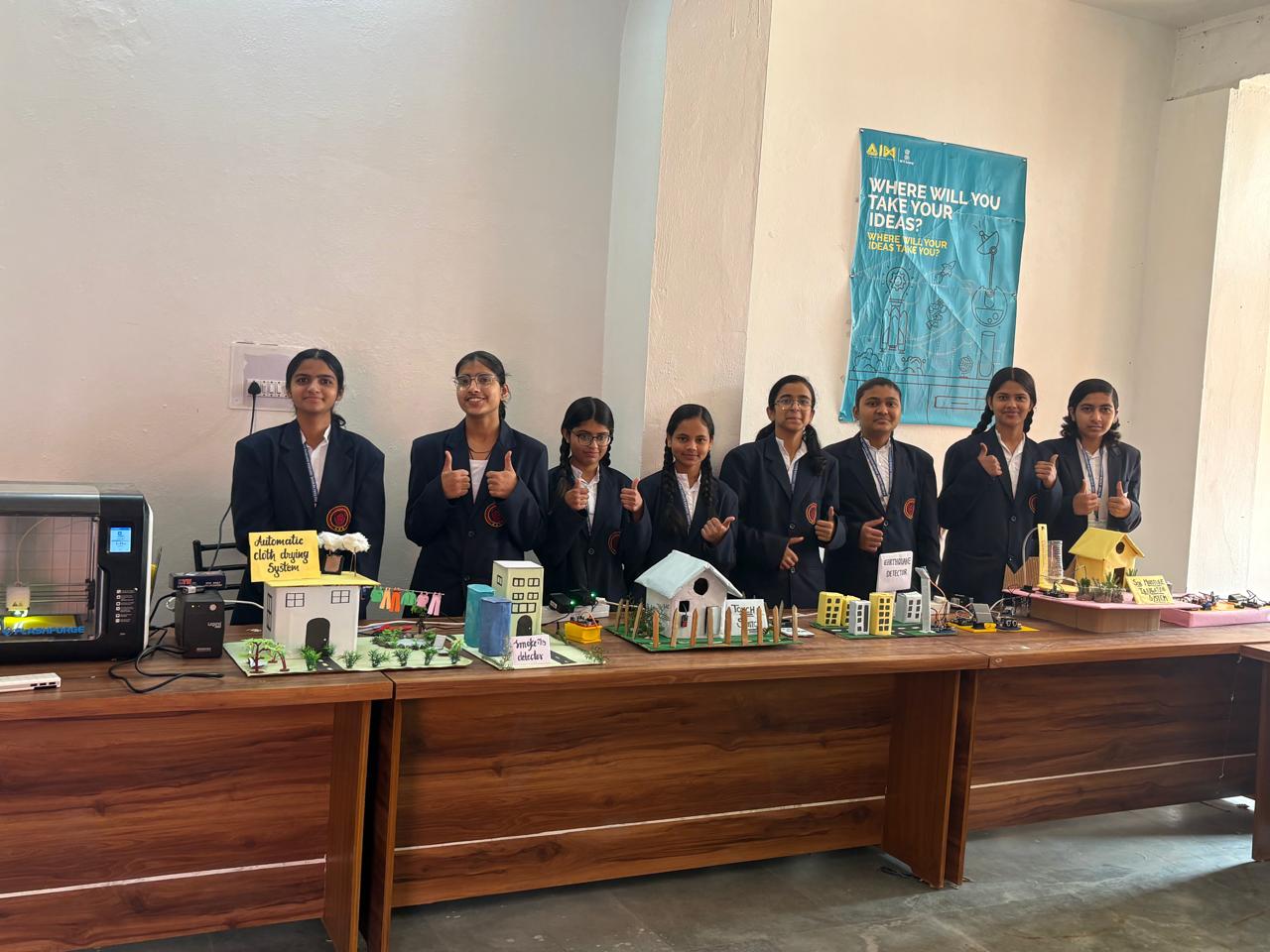 Students at a Relhan Innovation workshop or exhibition