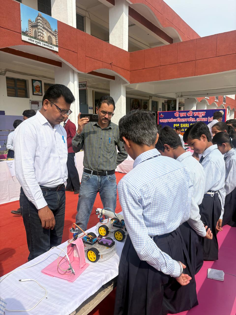 Students at a Relhan Innovation workshop or exhibition