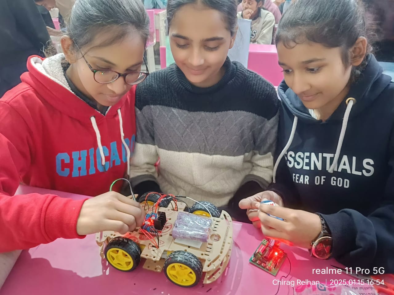 Students at a Relhan Innovation workshop or exhibition